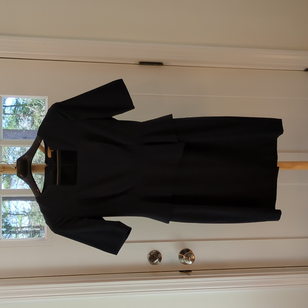 Alex Marie Square Neck Peplum Suit Dress Navy Blue Size 8